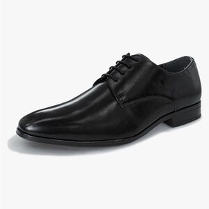 Men's Black Leather Dress Shoes Perry Ellis Oxford tie up